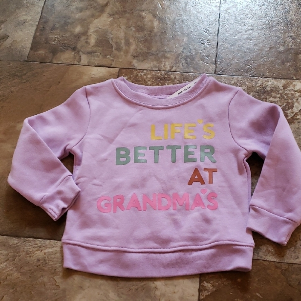 24M Girl Baby Light Purple Fleece Sweatshirt - "Life's Better at Grandma's"